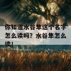 你知道水谷隼这个名字怎么读吗？水谷隼怎么读！