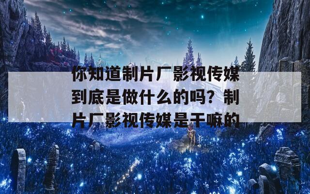 你知道制片厂影视传媒到底是做什么的吗？制片厂影视传媒是干嘛的