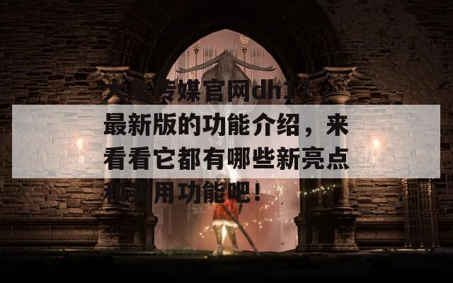 大象传媒官网dh17最新版的功能介绍，来看看它都有哪些新亮点和实用功能吧！