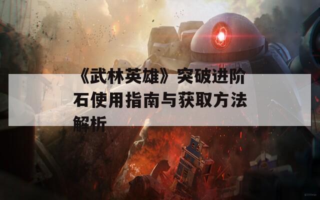 《武林英雄》突破进阶石使用指南与获取方法解析