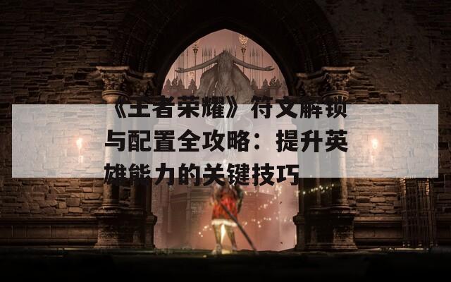 《王者荣耀》符文解锁与配置全攻略：提升英雄能力的关键技巧