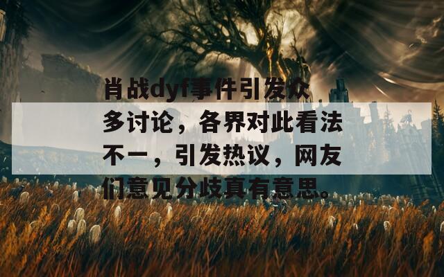 肖战dyf事件引发众多讨论，各界对此看法不一，引发热议，网友们意见分歧真有意思。