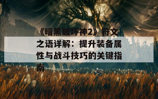 《暗黑破坏神2》符文之语详解：提升装备属性与战斗技巧的关键指南