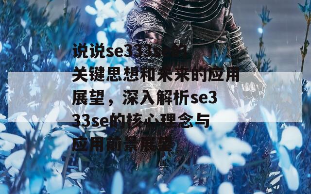 说说se333se的关键思想和未来的应用展望，深入解析se333se的核心理念与应用前景展望