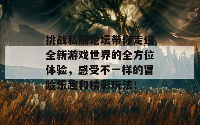 挑战私服论坛带你走进全新游戏世界的全方位体验，感受不一样的冒险乐趣和精彩玩法！