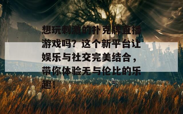 想玩刺激的扑克牌直播游戏吗？这个新平台让娱乐与社交完美结合，带你体验无与伦比的乐趣！